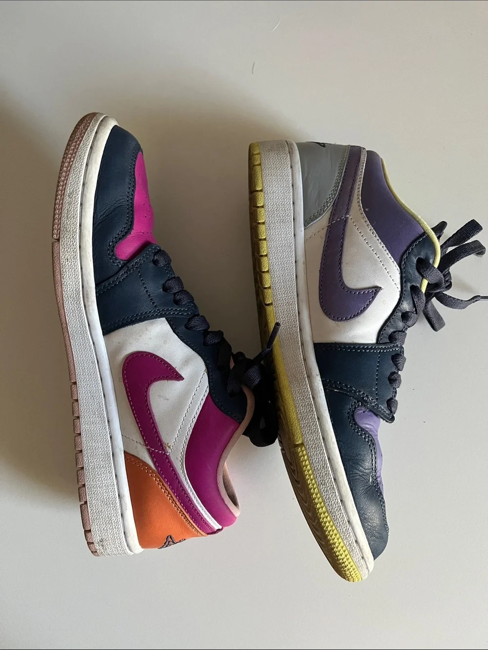 Nike | Jordan | Colorblock Low-Top Sneakers in White, Pink, Purple & Navy | 8.5